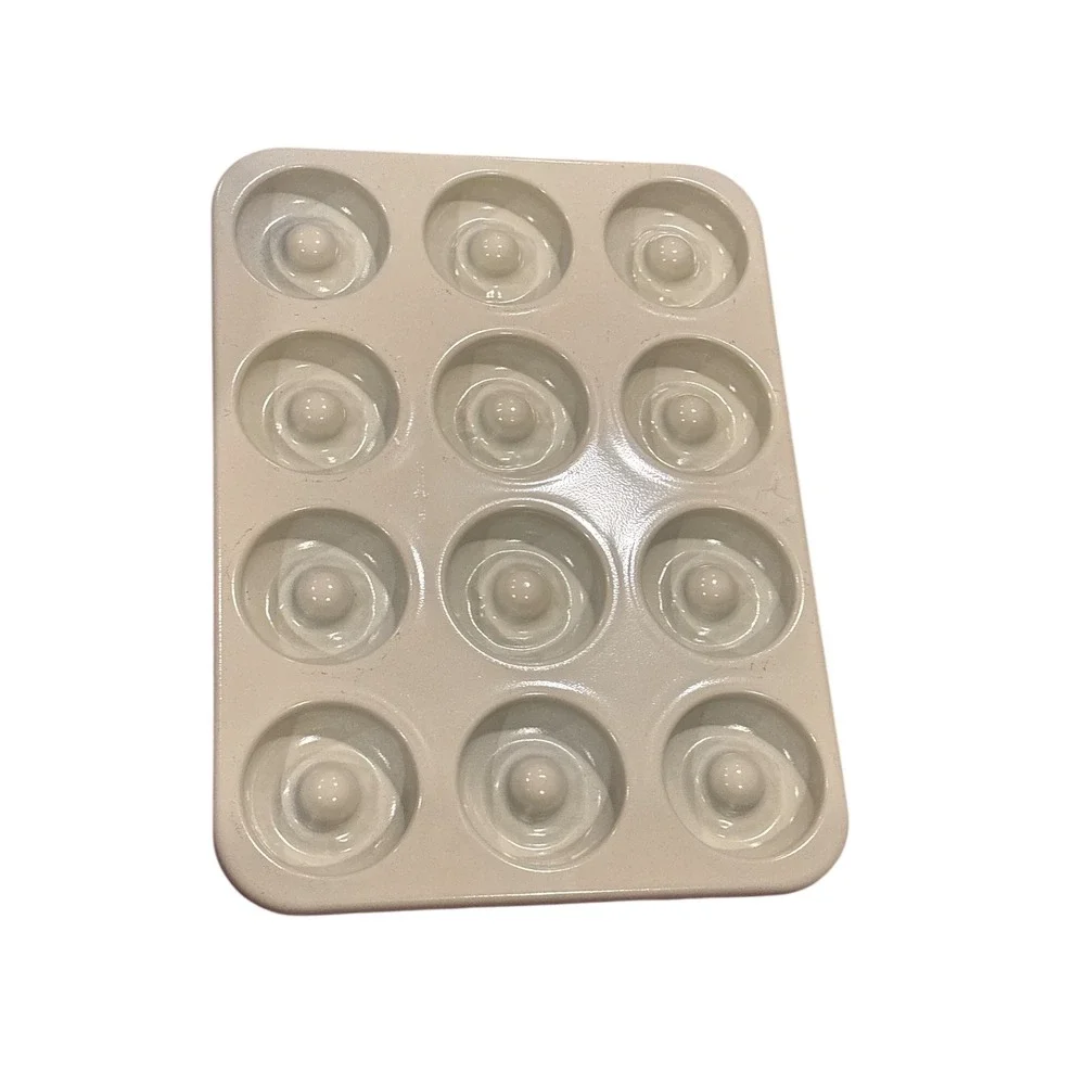 Round Savarin / Mini Donut Pan - 12 Slot‎ Non-Stick Pastry Mold - Red/Cream